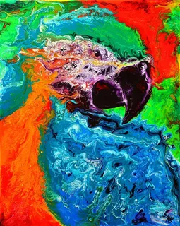 彩色鹦鹉油画 彩色鹦鹉油画