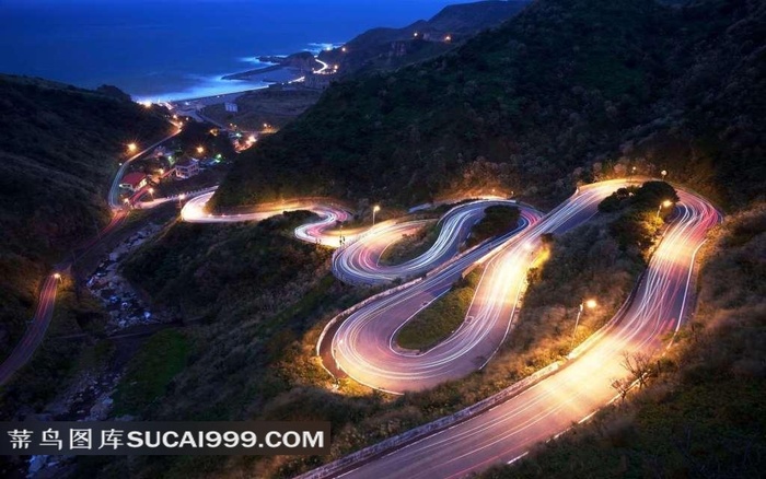 山路夜景素材