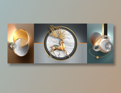 轻奢简约金鹿宇宙圆圈三联画客厅卧室玄关画酒店装饰画壁画挂画