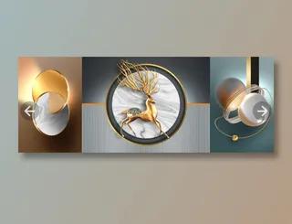 轻奢简约金鹿宇宙圆圈三联画客厅卧室玄关画酒店装饰画壁画挂画