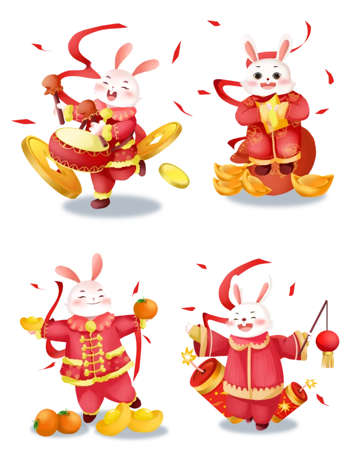 兔年插画兔年新年元素PNG免扣素材
