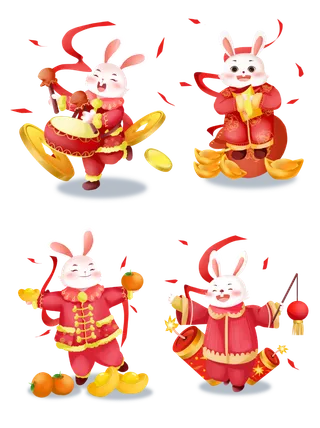 兔年插画兔年新年元素PNG免扣素材