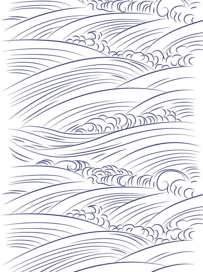 中国风复古中式祥云纹浪花纹背景海浪底纹理线纹PSD素材AI背景图案