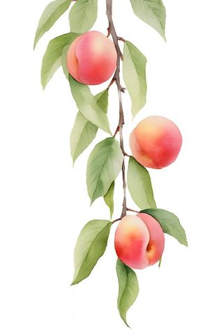 水蜜桃水彩国风背景