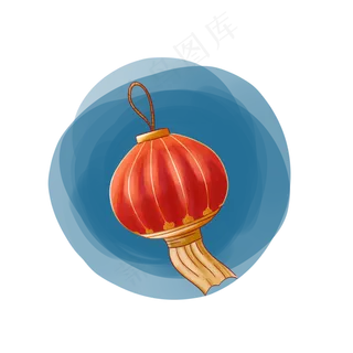 中国风 手绘 卡通元素 传统 复古红 灯笼装饰 PNG 免抠 