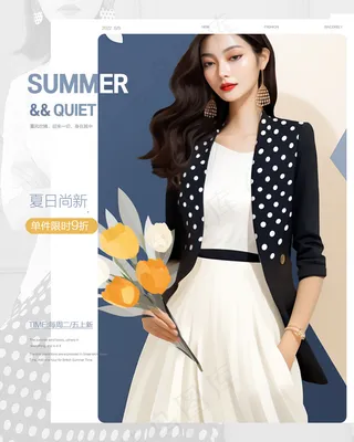 简约时尚气质夏上新女装连衣裙海报套装