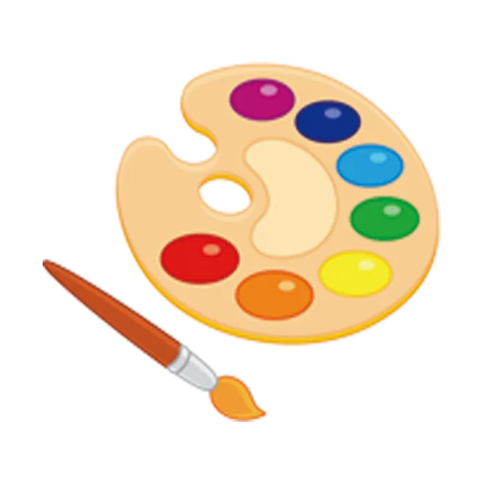 学校、绘画调色板、卡通插画，幼儿园