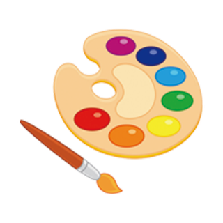 学校、绘画调色板、卡通插画，幼儿园