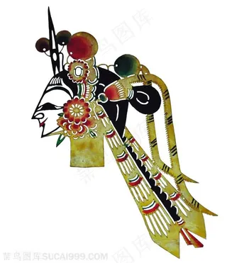 戴花朵的头像皮影戏中国风图片