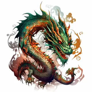 节日生肖龙，插画风格，红色，综合使用