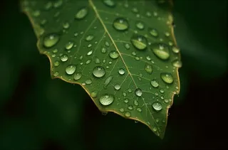 上面有水滴的绿叶摄影图桌面壁纸