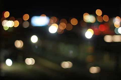 城市灯光散景光斑叠加合成背景素材