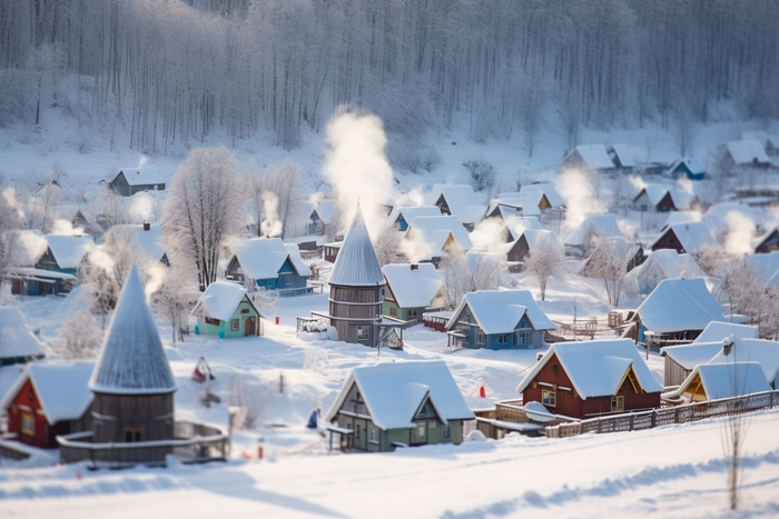 冬季的新疆禾木雪景风光摄影图