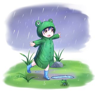 二十四节气谷雨小孩淋雨