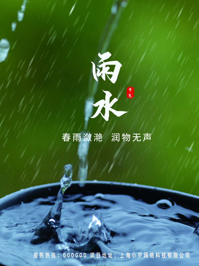 创意24节日二十四节气雨水春节春天宣传祝福海报模板PSD设计素材psd模版下载