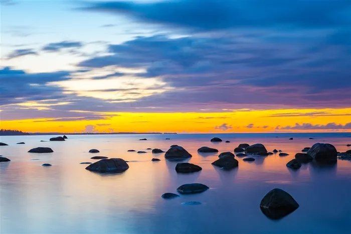 唯美海边晚霞高清风景图片