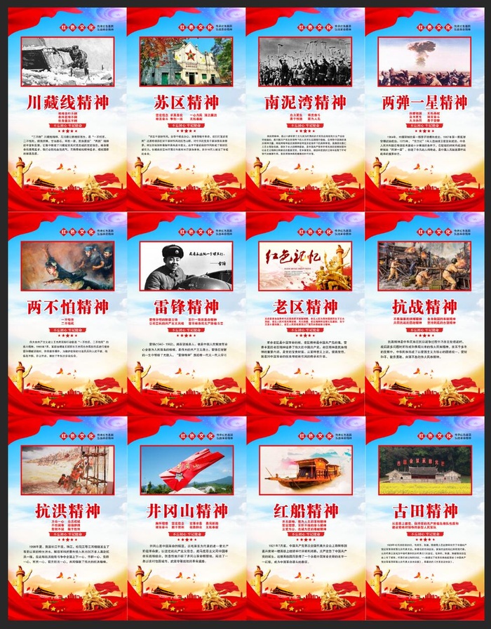 中国精神红色文化党建展板psd模版下载