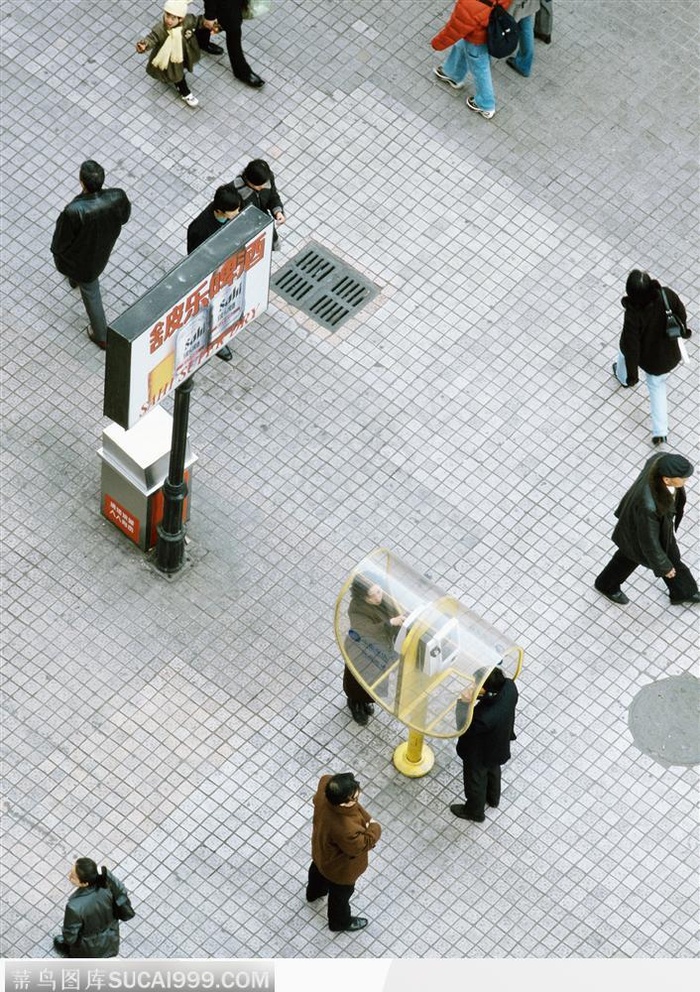 市井生活-俯视下的街道行人
