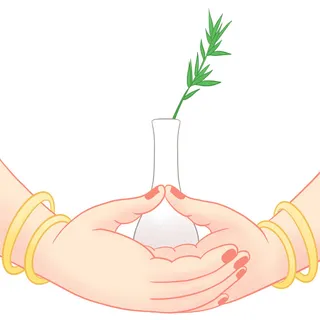 禅意佛手拈花指莲花佛珠敦煌文化线描稿国潮风元素设计模板素材