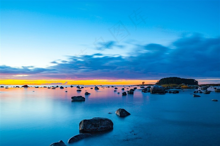 唯美海边晚霞风景图片