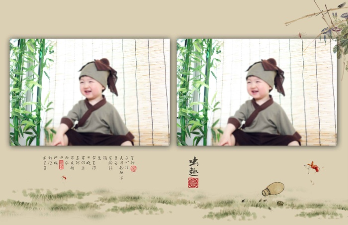 儿童工笔画PSD模板童趣-010