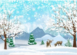 圣诞节蓝天白色风景背景墙