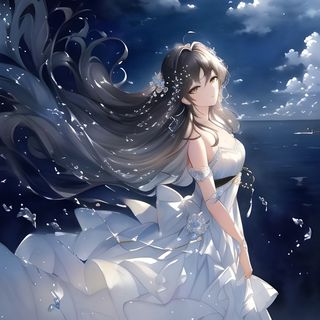 海上白色连衣裙唯美女神壁纸