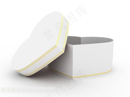 打开的白色心形礼物盒包装静物摄影高清图片