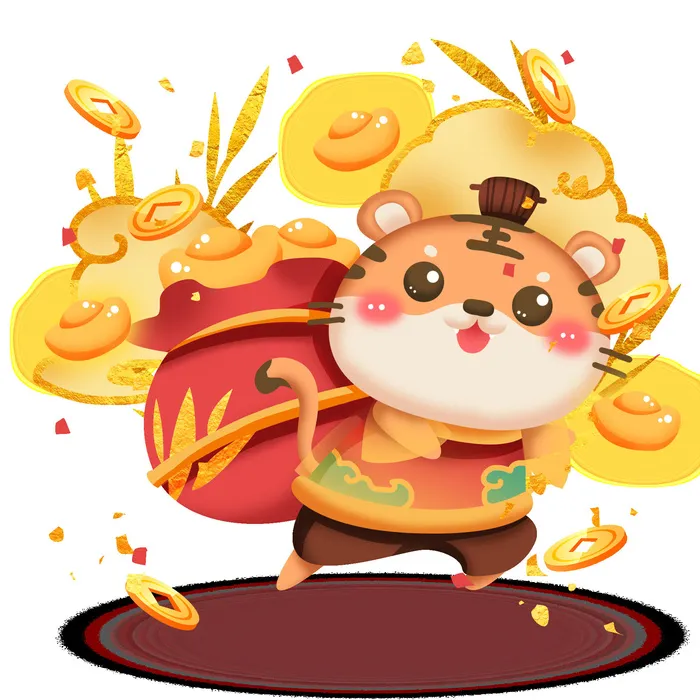 可爱2022年虎年吉祥物卡通形象新年海报元素AI矢量图PSD分层设计素材psd模版下载