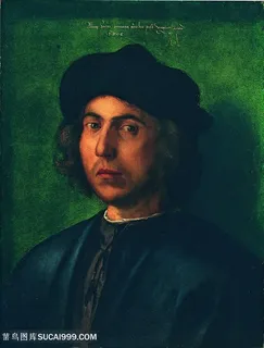 丢勒手绘戴帽子男士艺术挂画