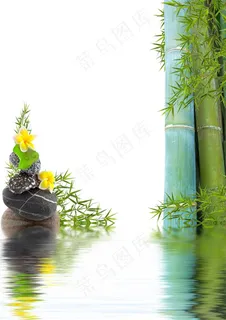 唯美鹅暖石竹子景色大图