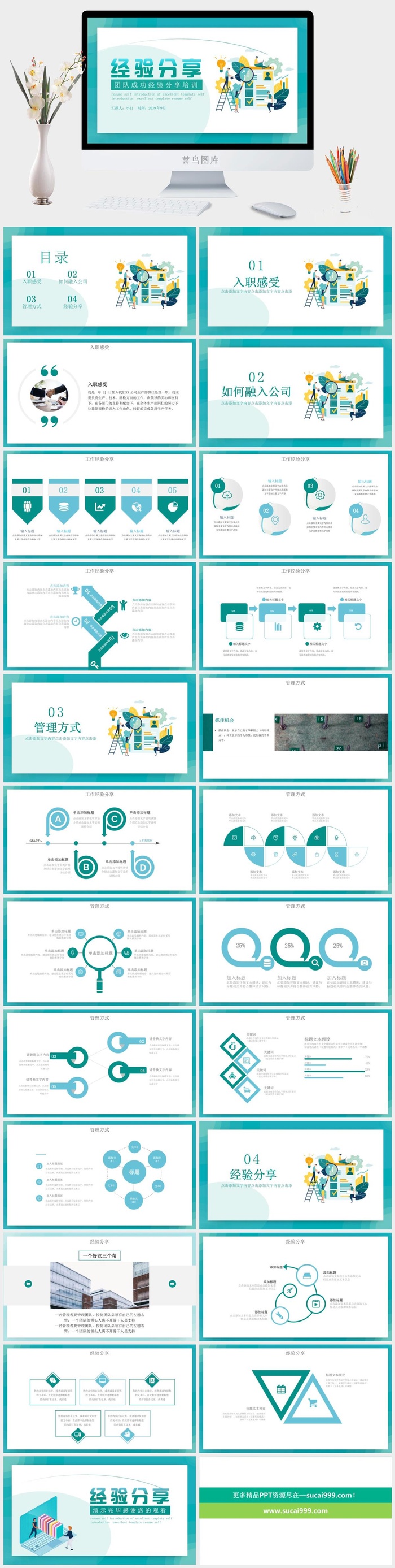 工作经验分享绿色主题通用PPT