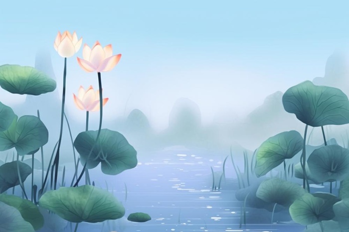 简约国风莲花傍晚背景(1344x896)