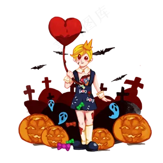 万圣节节日可爱卡通人物素材