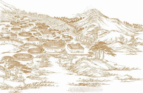 客家围龙屋简笔画 客家围龙屋简笔画