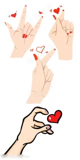 比心手势 女人手势卡通插画图片