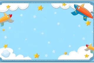 蓝色白云儿童边框背景