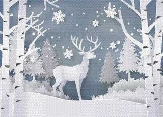 创意剪纸风圣诞节圣诞树圣诞老人麋鹿雪花3D立体海报