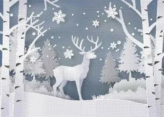 创意剪纸风圣诞节圣诞树圣诞老人麋鹿雪花3D立体海报