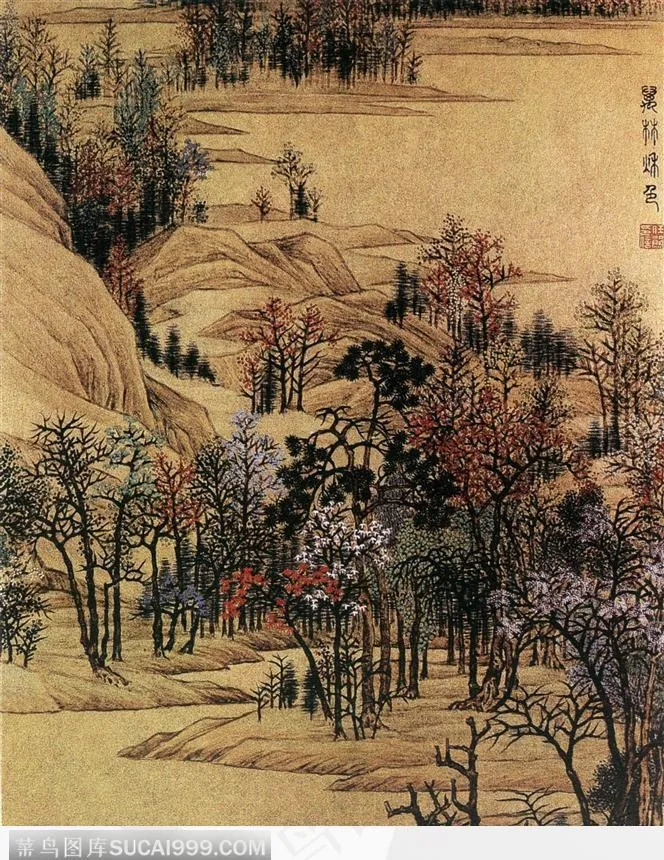 秋景山水图