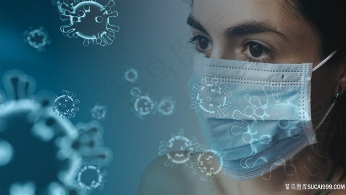 戴口罩美女抗击病毒医疗宣传图片