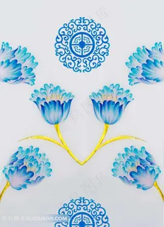 富贵吉祥蓝色浮雕郁金香背景墙