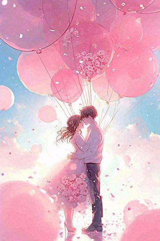 情人节浪漫爱情情侣520粉色爱心气球玫瑰