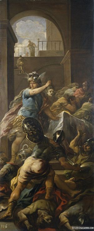 将士争斗高清油画装饰画