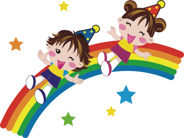 彩虹  女孩 卡通