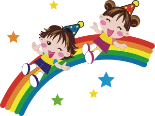 彩虹  女孩 卡通