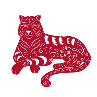 2022新年吉祥春节剪纸生肖虎年晚会插画透明免抠图ai矢量设计素材