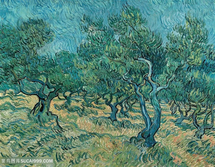 梵高印象派森林油画图片