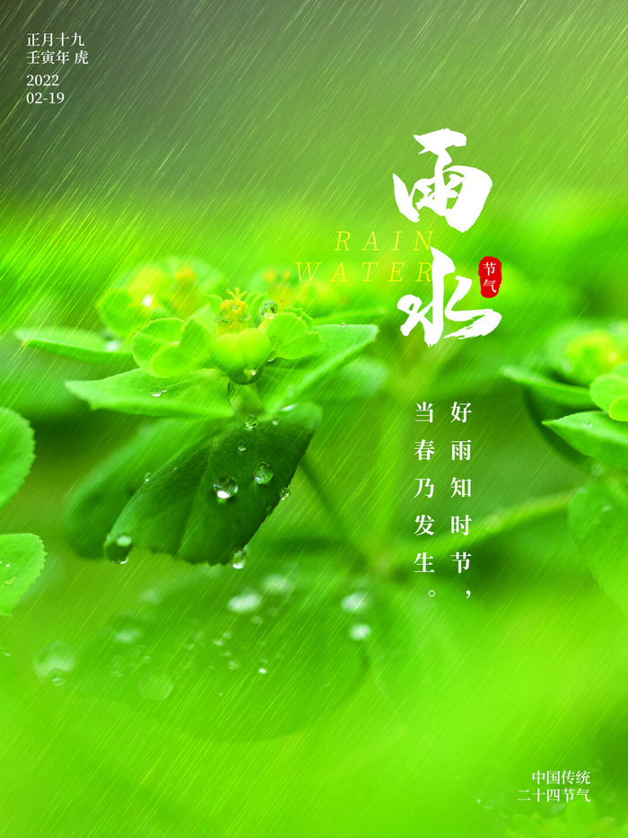 创意24节日二十四节气雨水春节春天宣传祝福海报模板PSD设计素材psd模版下载