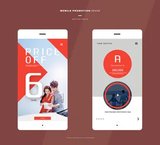 UI多页面包装展示手机APP交互界面样机长图概念PSD设计模板